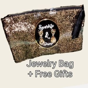 Bronze Gold Glittery Bag + FREE Earrings
